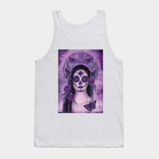 Butterfly day of the dead art by Renee Lavoie Tank Top